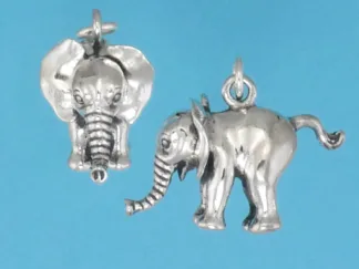 Microsculptures 1197 Baby Elephant Silver Charm
