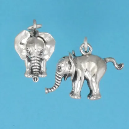 Microsculptures 1197 Baby Elephant Silver Charm