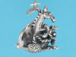 Microsculptures 1201 Knitting Dragon Silver Charm