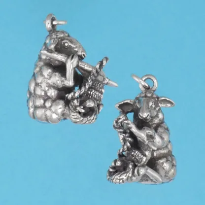 Microsculptures 1202 Knitting Sheep Silver Charm