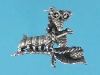 Microsculptures 1203 Knitting Silkworm Silver Charm