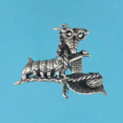 Microsculptures 1203 Knitting Silkworm Silver Charm