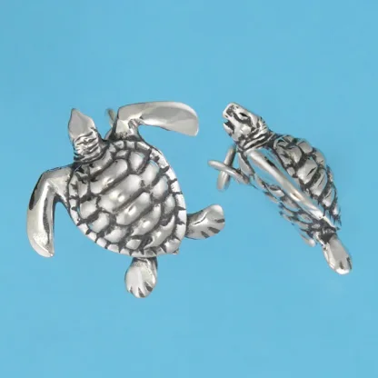 Microsculptures 1205 Sea Turtle Silver Charm