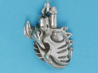 Microsculptures 1208 Dragon & Castle Silver Charm