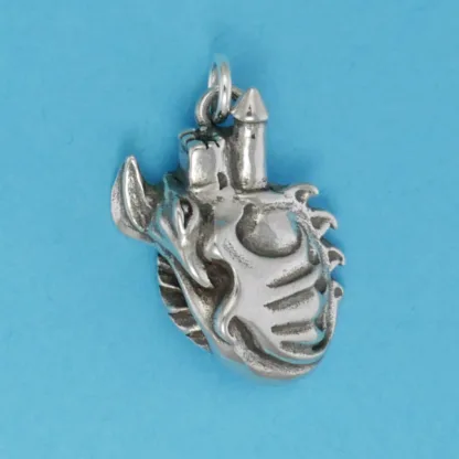 Microsculptures 1208 Dragon & Castle Silver Charm