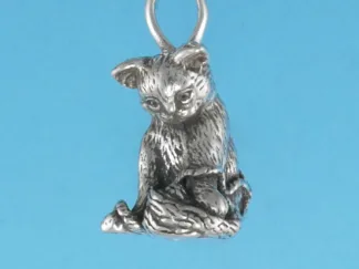 Microsculptures 1219 Kitten Playing with Yarn Silver Pendant