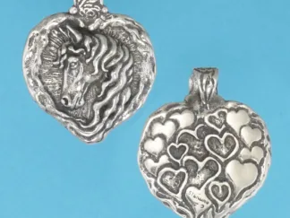 Microsculptures 1227 Horse Head Heart Silver Pendant