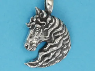 Microsculptures 1228 Horse Head Flowing Mane Silver Pendant