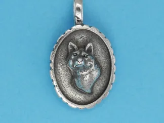 Microsculptures 1235 Wolf Cameo Silver Pendant