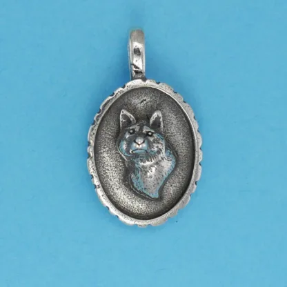 Microsculptures 1235 Wolf Cameo Silver Pendant