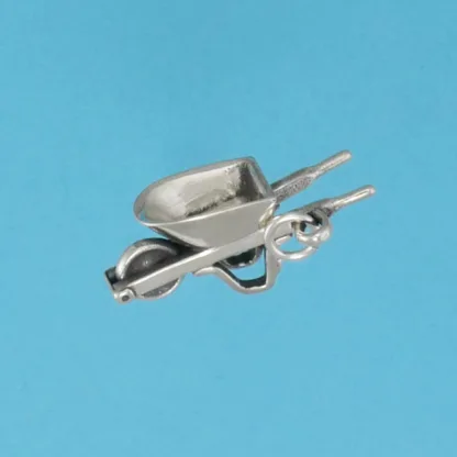 Microsculptures 0764 Wheel Barrow Silver Charm