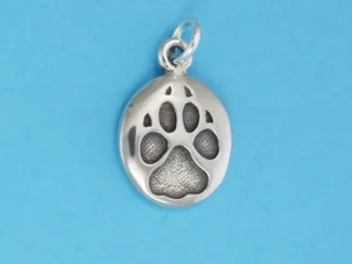 Microsculptures 0767 Dog Paw Print Silver Charm