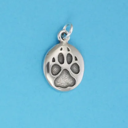 Microsculptures 0767 Dog Paw Print Silver Charm