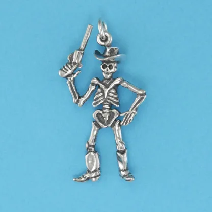 Microsculptures 0789 Cowboy Skeleton Silver Charm