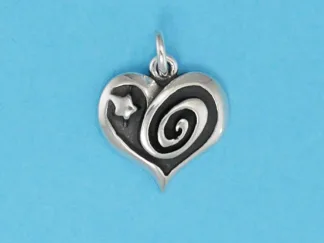 Microsculptures 0823 Swirl & Star Heart Silver Charm