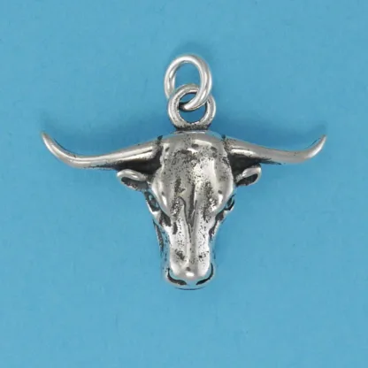 Microsculptures 0842 Texas Longhorn Head Silver Charm