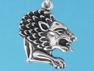 Microsculptures 0843 Lion Head Silver Charm