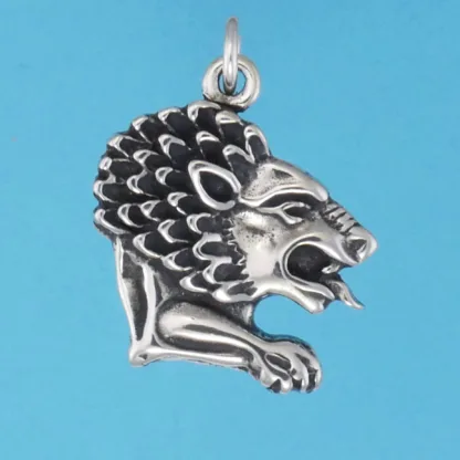 Microsculptures 0843 Lion Head Silver Charm