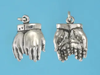 Microsculptures 0949 Cupped Hands Silver Charm