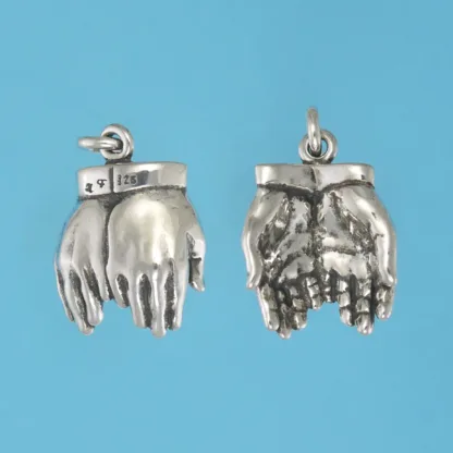 Microsculptures 0949 Cupped Hands Silver Charm