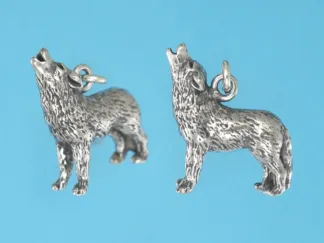 Microsculptures 1250 Wolf Howling Silver Charm