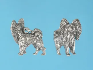 Microsculptures 1258 Papillon Dog Silver Charm