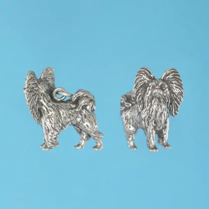 Microsculptures 1258 Papillon Dog Silver Charm