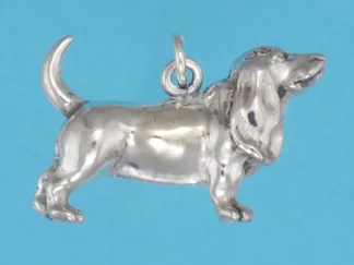 Microsculptures 1259 Basset Hound Silver Charm