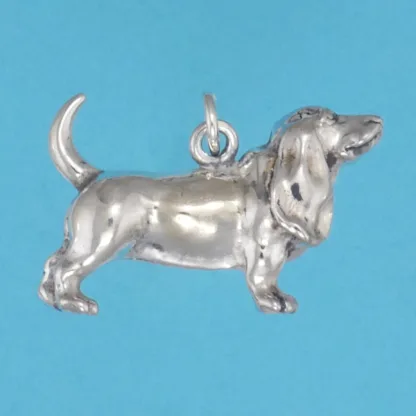 Microsculptures 1259 Basset Hound Silver Charm