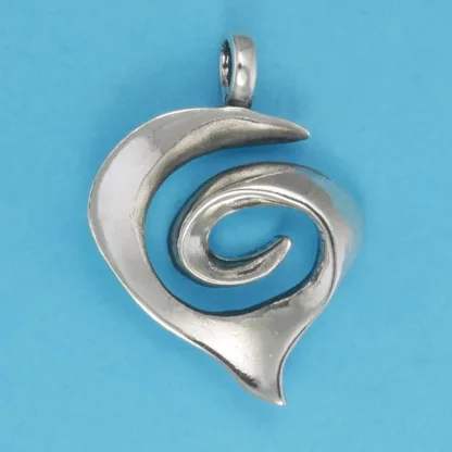 Microsculptures 1268 Spiral Heart Silver Pendant-Large