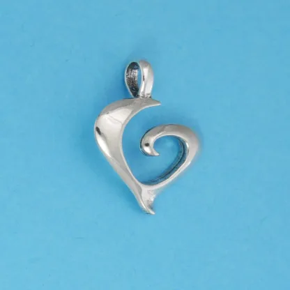 Microsculptures 1269 Spiral Heart Silver Pendant-Small