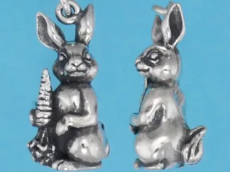 Microsculptures 1274 Bunny Rabbit with Carrot Silver Charm