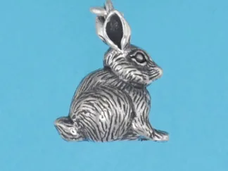 Microsculptures 1275 Bunny Rabbit Sitting Silver Charm