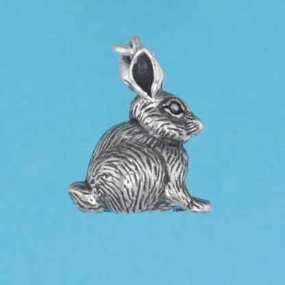 Microsculptures 1275 Bunny Rabbit Sitting Silver Charm
