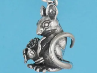 Microsculptures 1276 Mouse with Flowers Silver Charm