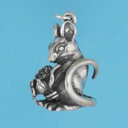 Microsculptures 1276 Mouse with Flowers Silver Charm