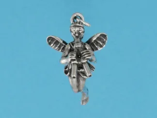 Microsculptures 1279 Fairy Playing Flute Silver Charm