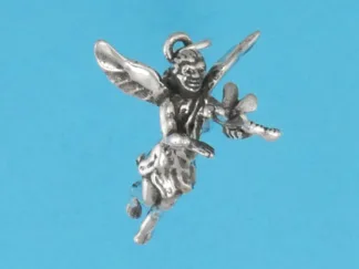 Microsculptures 1286 Fairy with Dragonfly Silver Charm