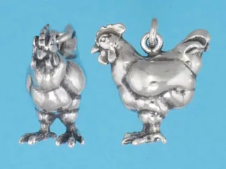 Microsculptures 1293 Chicken Silver Charm