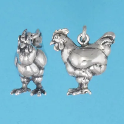 Microsculptures 1293 Chicken Silver Charm