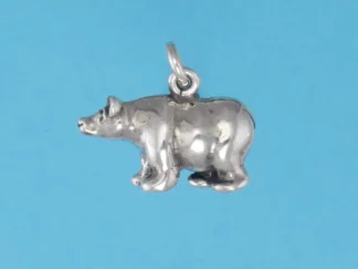 Microsculptures 1299 Grizzly Bear Silver Charm
