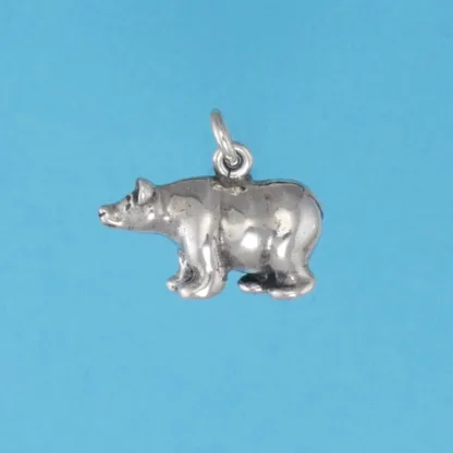 Microsculptures 1299 Grizzly Bear Silver Charm