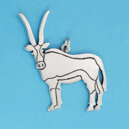 Microsculptures 1301 Gemsbok Antelope Silver Pendant