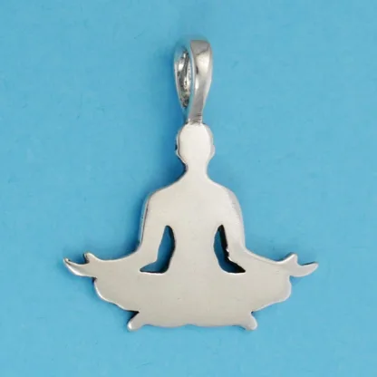 Microsculptures 1309 Yoga Lotus Pose Silver Pendant