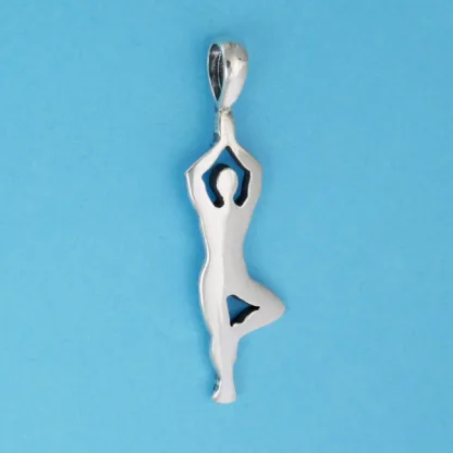 Microsculptures 1310 Yoga Tree Pose Silver Pendant