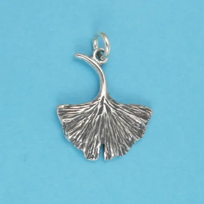 Microsculptures 1314 Ginkgo Leaf Silver Charm