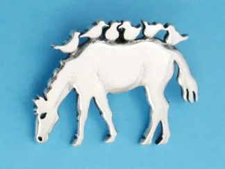 Microsculptures 1335 Horse with Birds Silver Pendant