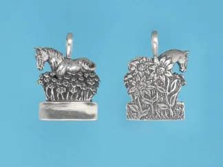 Microsculptures 1336 Horse with Flower Box Silver Pendant