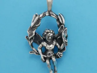 Microsculptures 1343 Fairy On Swing Silver Pendant