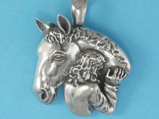 Microsculptures 1344 Girl with Horse Silver Pendant